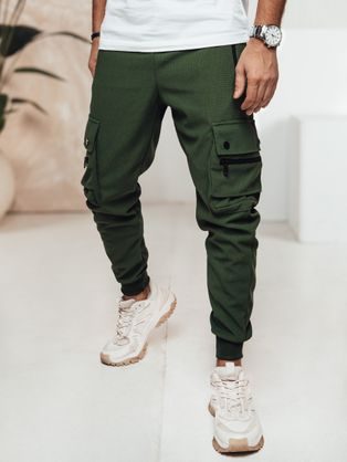 Pánské zelené kapsáčové jogger kalhoty