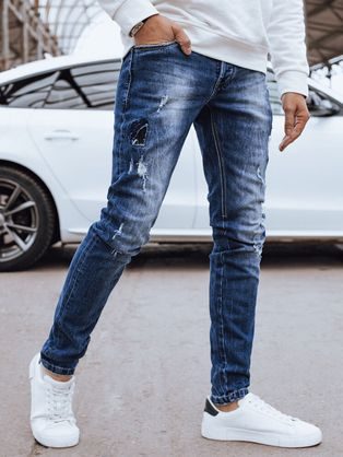 Stylové modré rifle s dírami