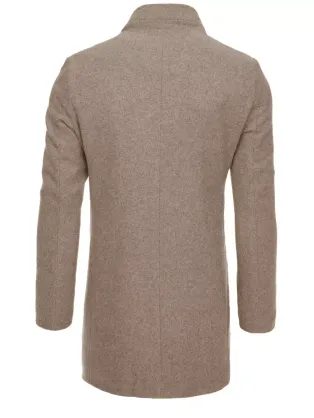 Moderní šedý kabát s vysokým límcem V1 COWC-0120