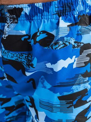 Výrazné barevné modré plavky s letním motivem