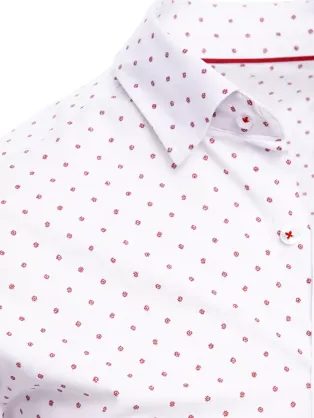 Bílá bavlněná košile s červeným vzorem