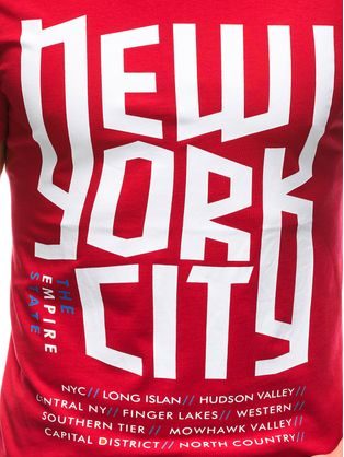 Červené tričko s moderním potiskem New York S1720