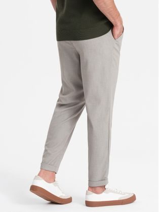 Trendy světle šedé chinos kalhoty s elastickým pásom V1 PACP-0157