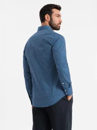 Jedinečná granátová košile s trendy vzorem V1 SHCS-0140