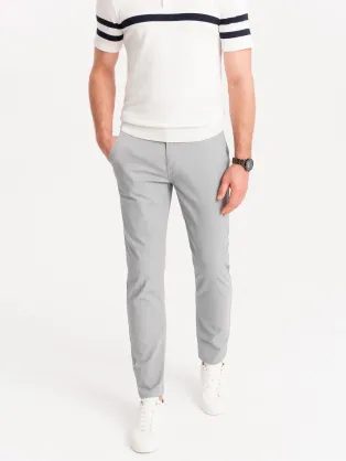 Šedé chinos kalhoty s ozdobným pasem V6 PACP-0118