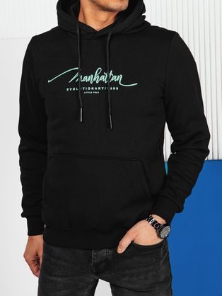 Módní černá mikina s nápisem Manhattan