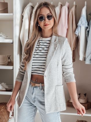 Ležérní dámské sako šedé barvy CLASSVENT