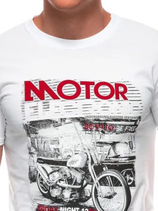 Bílé tričko s moto-potiskem S2029