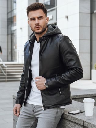 Trendy koženková černá bunda