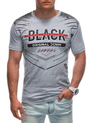 Módní šedé tričko s nápisem S1936