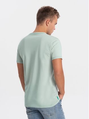 Bavlněné pánské bílé tričko s výstřihem do V V4-TSBS-0145