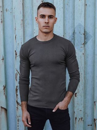 Grafitový klasický pánský svetr