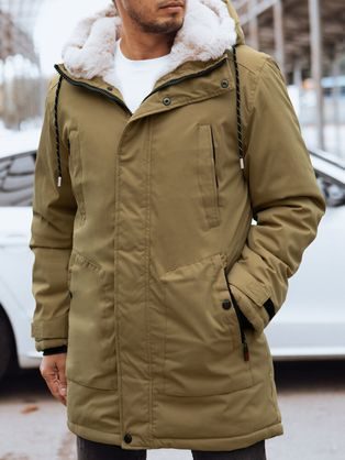 Trendy tmavě béžová pánská zimní bunda