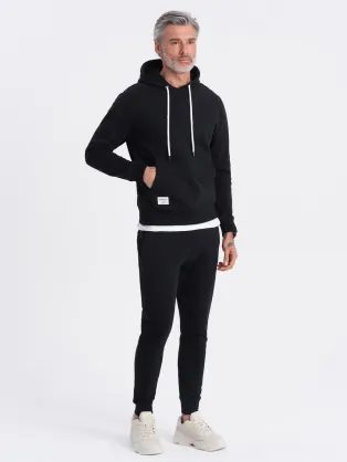 Pánská černá mikina s pruhy na ramenou