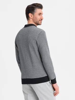 Elegantní černá pánská mikina bez kapuce v1 om-sszp-0238