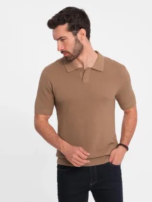Strukturovaná světle hnědá polokošile V3 POSS-0117
