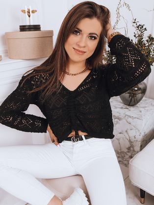 Pletený dlouhý dámský hnědý kardigan ELR027