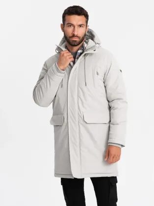 Nadčasová krémová pánská parka V1 JALJ-0166