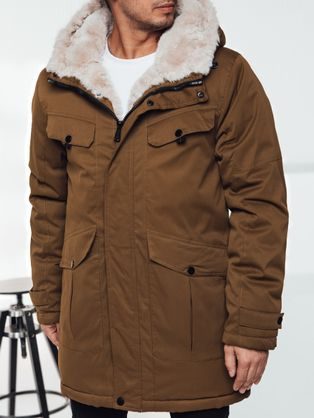 Hnědá pánská parka na zimu