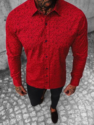 Fantastická červená slim fit košile O/3122Z