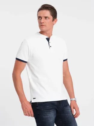 Pohodlná trendy bílá polokošile V1 TSCT-0156