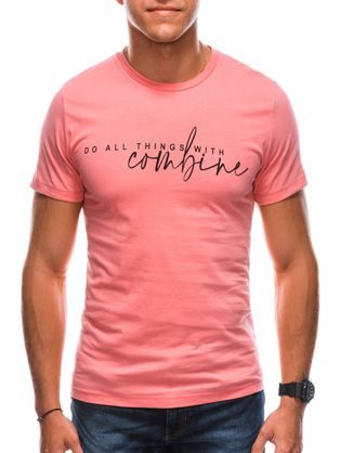 Růžové bavlněné tričko s nápisem S1725