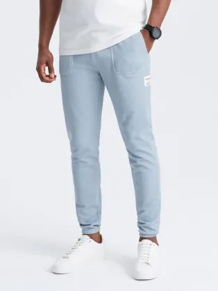 Trendy světle modré pletené tepláky V4 PASK-0211