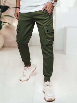 Poutavé zelené kapsáčové jogger kalhoty