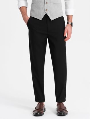 Trendy černé chinos kalhoty s elastickým pasem V4 PACP-0157