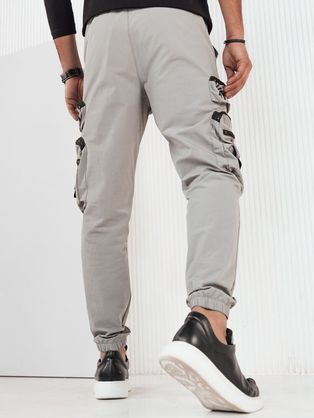 Trendy šedé chinos kalhoty s elastickým pasem V2 PACP-0157