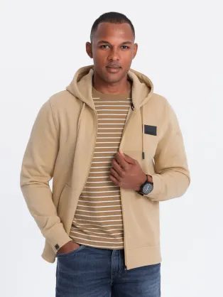 Moderní béžová mikina na zip V2 SSZP-0140