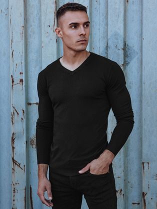 Pánský jednobarevný svetr černý