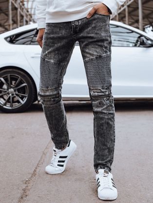Černé džíny s ozdobným prošíváním pro muže