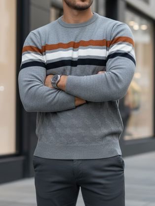 Módní prošívaná pánská bunda modrá