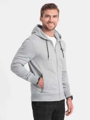 Moderní šedá pánská mikina na zip V2 SSZP-22SS-010