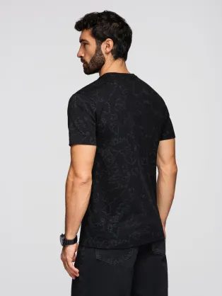 Černá pánská košile slim fit se vzorem