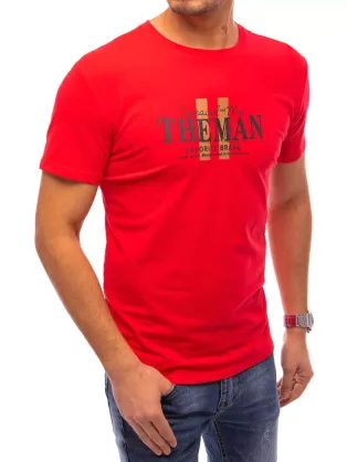Červené bavlněné tričko s potiskem The Man