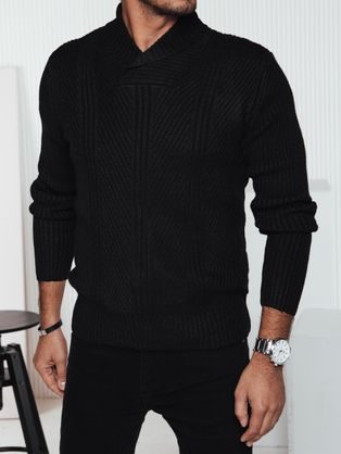 Trendy vlněný svetr na zimu v černé barvě