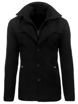 Originální kabát na zimu v černé barvě