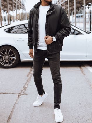 Módní pánská přechodná bunda v černé barvě