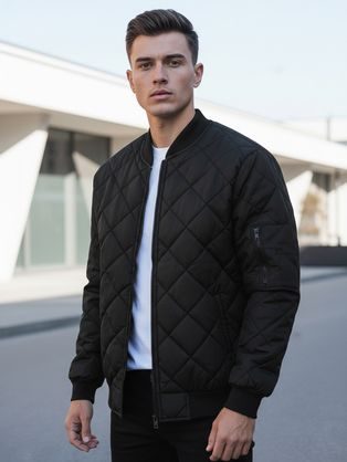 Moderní černá pánská bomber bunda