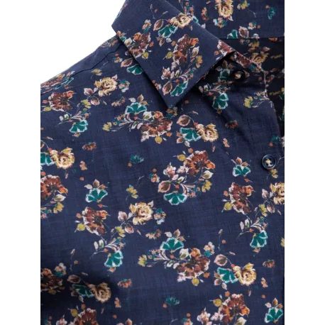 Granátová bavlněná košile s květinovým vzorem