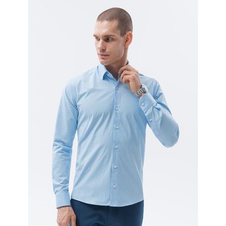 Světle modrá košile s decentním vzorem K606
