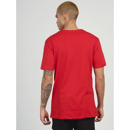 Stylové červené tričko s potiskem Never Alone MR/21513