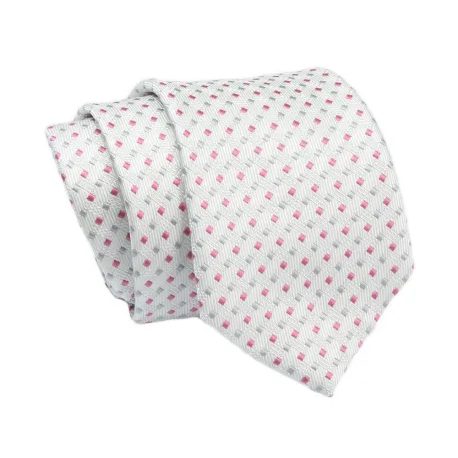 Šedá kravata s růžovým geometrickým vzorem Angelo di Monti