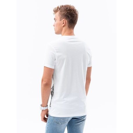 Pánské bílé tričko s trendy motivem S1680
