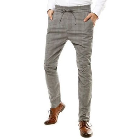 Kárované kalhoty v šedé barvě