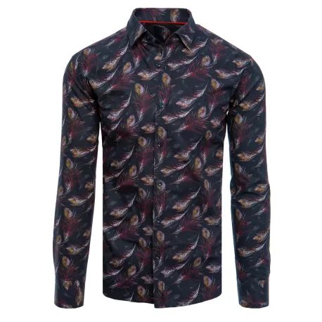 Bavlněná granátová košile s výrazným vzorem