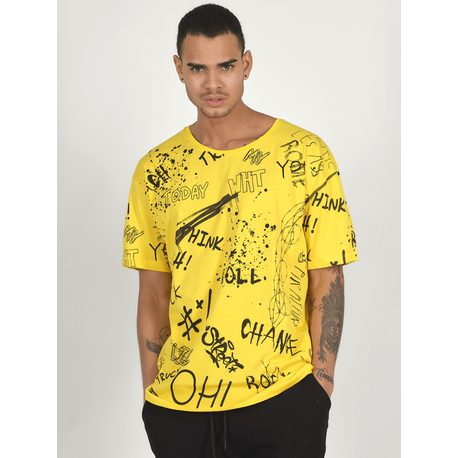 Trendové žluté tričko s nápisy MR/21530