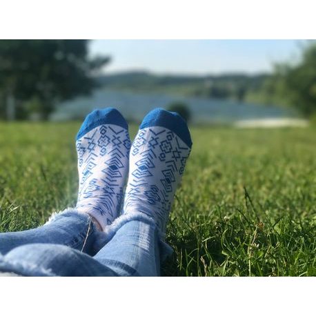 Pánské ponožky Čičmany kotníkové modré